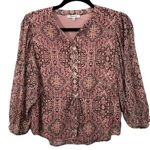 Madewell Kaleidoscope Drawstring Blouse‎ Size XS